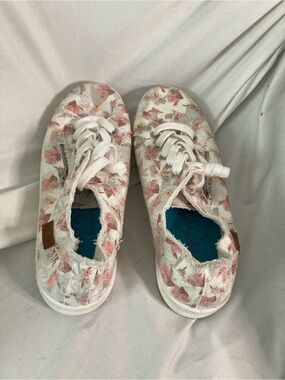 Women’s White Sneakers with Pink Floral Print